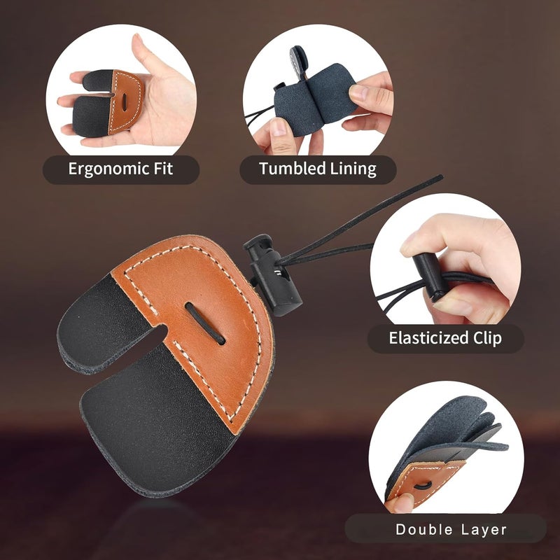 SP.G Leather Archery Finger Tab - 2 Pack Recurve Bow Finger Tab Bow Tabs Double Layer Traditional Archery Shooting Tab Finger Grips Right Hand for Recurve Bow Shooting Accessories - Image 3